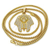 Collares con Dije 04.242.0061.30 Oro Laminado, con Blanca Cristal, Pulido, Tono Dorado (03 MM Thickness, 30 Inches Length)