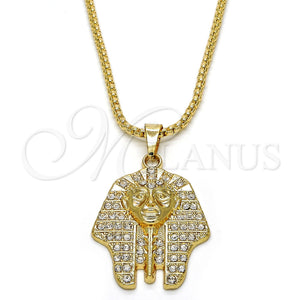 Collares con Dije 04.242.0061.30 Oro Laminado, con Blanca Cristal, Pulido, Tono Dorado (03 MM Thickness, 30 Inches Length)