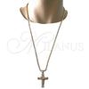 Collares con Dije 04.242.0062.30 Oro Laminado, Diseño de Crucifijo, Pulido, Tono Dorado (03 MM Thickness, 30 Inches Length)