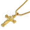 Collares con Dije 04.242.0062.30 Oro Laminado, Diseño de Crucifijo, Pulido, Tono Dorado (03 MM Thickness, 30 Inches Length)