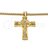 Collares con Dije 04.242.0062.30 Oro Laminado, Diseño de Crucifijo, Pulido, Tono Dorado (03 MM Thickness, 30 Inches Length)