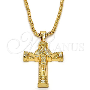 Collares con Dije 04.242.0062.30 Oro Laminado, Diseño de Crucifijo, Pulido, Tono Dorado (03 MM Thickness, 30 Inches Length)
