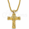 Collares con Dije 04.242.0062.30 Oro Laminado, Diseño de Crucifijo, Pulido, Tono Dorado (03 MM Thickness, 30 Inches Length)