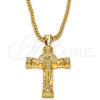 Collares con Dije 04.242.0062.30 Oro Laminado, Diseño de Crucifijo, Pulido, Tono Dorado (03 MM Thickness, 30 Inches Length)