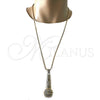Collares con Dije 04.242.0063.30 Oro Laminado, con Blanca Cristal, Pulido, Tono Dorado (03 MM Thickness, 30 Inches Length)
