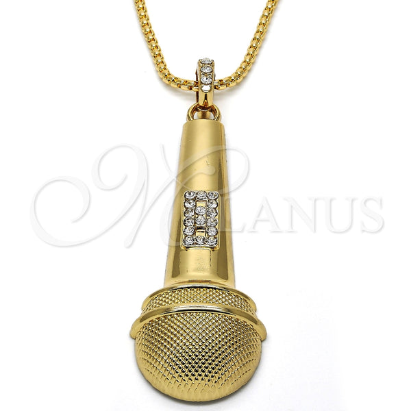Collares con Dije 04.242.0063.30 Oro Laminado, con Blanca Cristal, Pulido, Tono Dorado (03 MM Thickness, 30 Inches Length)