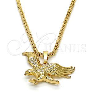 Collares con Dije 04.242.0065.30 Oro Laminado, Diseño de Águila, Pulido, Tono Dorado (03 MM Thickness, 30 Inches Length)