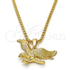 Collares con Dije 04.242.0065.30 Oro Laminado, Diseño de Águila, Pulido, Tono Dorado (03 MM Thickness, 30 Inches Length)