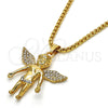 Collares con Dije 04.242.0066.30 Oro Laminado, Diseño de Angel, con Blanca Cristal, Pulido, Tono Dorado (03 MM Thickness, 30 Inches Length)