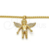 Collares con Dije 04.242.0066.30 Oro Laminado, Diseño de Angel, con Blanca Cristal, Pulido, Tono Dorado (03 MM Thickness, 30 Inches Length)