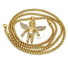Collares con Dije 04.242.0066.30 Oro Laminado, Diseño de Angel, con Blanca Cristal, Pulido, Tono Dorado (03 MM Thickness, 30 Inches Length)