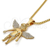 Collares con Dije 04.242.0067.30 Oro Laminado, Diseño de Angel, con Blanca Cristal, Pulido, Tono Dorado (03 MM Thickness, 30 Inches Length)