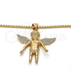 Collares con Dije 04.242.0067.30 Oro Laminado, Diseño de Angel, con Blanca Cristal, Pulido, Tono Dorado (03 MM Thickness, 30 Inches Length)