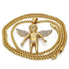 Collares con Dije 04.242.0067.30 Oro Laminado, Diseño de Angel, con Blanca Cristal, Pulido, Tono Dorado (03 MM Thickness, 30 Inches Length)