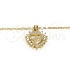 Collares con Dije 04.156.0046.20 Oro Laminado, Diseño de Corazón, con Blanca Micro Pave, Pulido, Tono Dorado (02 MM Thickness, 20 Inches Length)