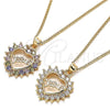 Collares con Dije 04.156.0046.20 Oro Laminado, Diseño de Corazón, con Blanca Micro Pave, Pulido, Tono Dorado (02 MM Thickness, 20 Inches Length)