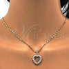 Collares con Dije 04.156.0047.20 Oro Laminado, Diseño de Corazón y Amor, con Blanca Micro Pave, Pulido, Tono Dorado (02 MM Thickness, 20 Inches Length)