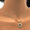 Collares con Dije 04.156.0047.20 Oro Laminado, Diseño de Corazón y Amor, con Blanca Micro Pave, Pulido, Tono Dorado (02 MM Thickness, 20 Inches Length)