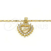Collares con Dije 04.156.0047.20 Oro Laminado, Diseño de Corazón y Amor, con Blanca Micro Pave, Pulido, Tono Dorado (02 MM Thickness, 20 Inches Length)