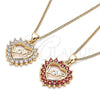 Collares con Dije 04.156.0047.20 Oro Laminado, Diseño de Corazón y Amor, con Blanca Micro Pave, Pulido, Tono Dorado (02 MM Thickness, 20 Inches Length)