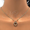 Collares con Dije 04.156.0060.20 Oro Laminado, Diseño de Corazón, con Blanca Micro Pave, Pulido, Tono Dorado (02 MM Thickness, 20 Inches Length)