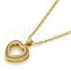 Collares con Dije 04.156.0060.20 Oro Laminado, Diseño de Corazón, con Blanca Micro Pave, Pulido, Tono Dorado (02 MM Thickness, 20 Inches Length)