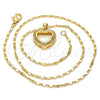 Collares con Dije 04.156.0060.20 Oro Laminado, Diseño de Corazón, con Blanca Micro Pave, Pulido, Tono Dorado (02 MM Thickness, 20 Inches Length)