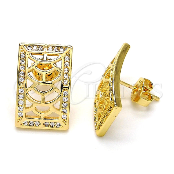 Arete Dormilona 02.195.0085 Oro Laminado, con Blanca Micro Pave, Pulido, Tono Dorado