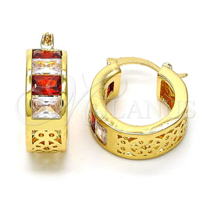 Argolla Pequeña 02.185.0001.4.20 Oro Laminado, con Granate and Blanca Zirconia Cubica, Pulido, Tono Dorado