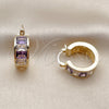Argolla Pequeña 02.185.0001.5.20 Oro Laminado, con Zirconia Cubica Amatista y Blanca, Pulido, Tono Dorado