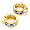 Argolla Pequeña 02.185.0001.5.20 Oro Laminado, con Amatista and Blanca Zirconia Cubica, Pulido, Tono Dorado