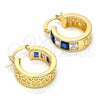 Argolla Pequeña 02.185.0001.6.20 Oro Laminado, con Zafiro Azul and Blanca Zirconia Cubica, Pulido, Tono Dorado