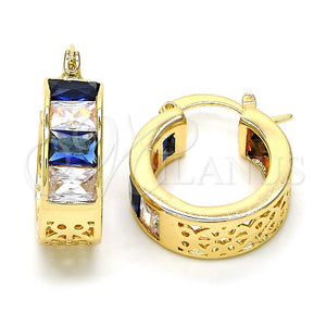 Argolla Pequeña 02.185.0001.6.20 Oro Laminado, con Zafiro Azul and Blanca Zirconia Cubica, Pulido, Tono Dorado