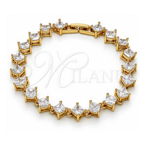 Pulsera Tennis 03.283.0001.07 Oro Laminado, con Zirconia Cubica Blanca, Pulido, Tono Dorado (Grosor 08 MM, 7 Pulgadas de Largo)