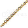 Pulsera Tennis 03.283.0004.07 Oro Laminado, Diseño de Estrella, con Blanca Zirconia Cubica, Pulido, Tono Dorado (09 MM Thickness, 7 Inches Length)
