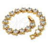Pulsera Tennis 03.283.0004.07 Oro Laminado, Diseño de Estrella, con Blanca Zirconia Cubica, Pulido, Tono Dorado (09 MM Thickness, 7 Inches Length)
