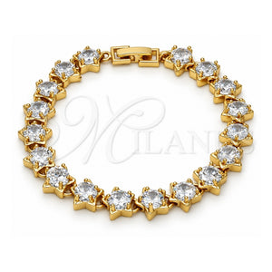 Pulsera Tennis 03.283.0004.07 Oro Laminado, Diseño de Estrella, con Zirconia Cubica Blanca, Pulido, Tono Dorado (Grosor 09 MM, 7 Pulgadas de Largo)