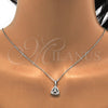 Juego de Arete y Dije de Adulto 10.174.0221 Plata Rodinada, con Zirconia Cubica Blanca y Micro Pave Blanca, Pulido, Rodinado