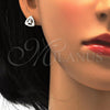 Juego de Arete y Dije de Adulto 10.174.0221 Plata Rodinada, con Zirconia Cubica Blanca y Micro Pave Blanca, Pulido, Rodinado