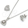 Juego de Arete y Dije de Adulto 10.174.0221 Plata Rodinada, con Zirconia Cubica Blanca y Micro Pave Blanca, Pulido, Rodinado