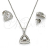 Juego de Arete y Dije de Adulto 10.174.0221 Plata Rodinada, con Zirconia Cubica Blanca y Micro Pave Blanca, Pulido, Rodinado