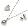 Juego de Arete y Dije de Adulto 10.174.0221 Plata Rodinada, con Zirconia Cubica Blanca y Micro Pave Blanca, Pulido, Rodinado