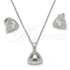 Juego de Arete y Dije de Adulto 10.174.0221 Plata Rodinada, con Zirconia Cubica Blanca y Micro Pave Blanca, Pulido, Rodinado