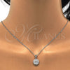 Juego de Arete y Dije de Adulto 10.174.0026 Plata Rodinada, Diseño de Flor, con Zirconia Cubica Blanca, Pulido, Rodinado