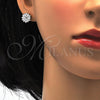 Juego de Arete y Dije de Adulto 10.174.0026 Plata Rodinada, Diseño de Flor, con Zirconia Cubica Blanca, Pulido, Rodinado
