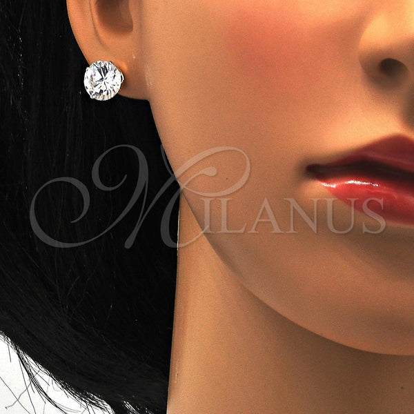 Arete Dormilona 02.63.2610 Plata Rodinada, con Zirconia Cubica Blanca, Pulido, Crudo