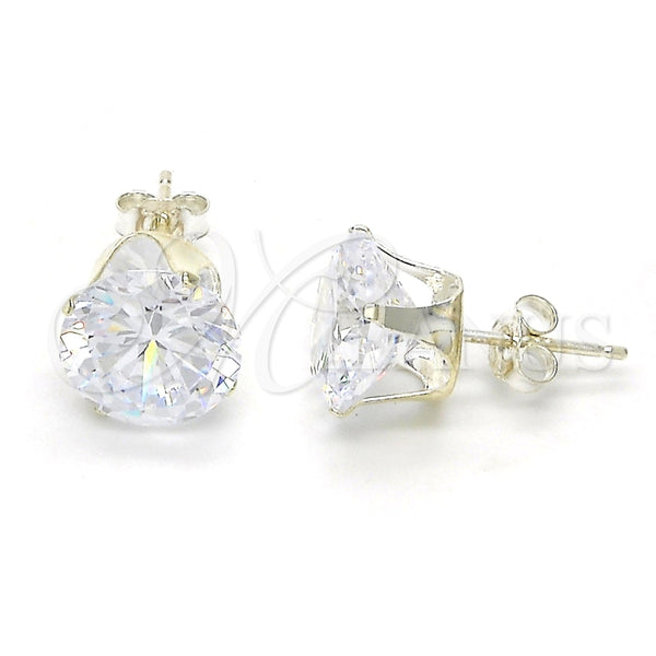 Arete Dormilona 02.63.2610 Plata Rodinada, con Zirconia Cubica Blanca, Pulido, Crudo