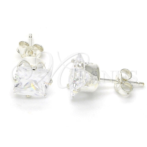 Arete Dormilona 02.63.2612 Plata Rodinada, con Zirconia Cubica Blanca, Pulido, Crudo