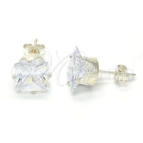 Arete Dormilona 02.63.2613 Plata Rodinada, con Zirconia Cubica Blanca, Pulido, Rodinado
