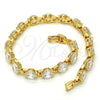 Pulsera Tennis 03.213.0039.08 Oro Laminado, con Blanca Zirconia Cubica, Pulido, Tono Dorado (06 MM Thickness, 8 Inches Length)